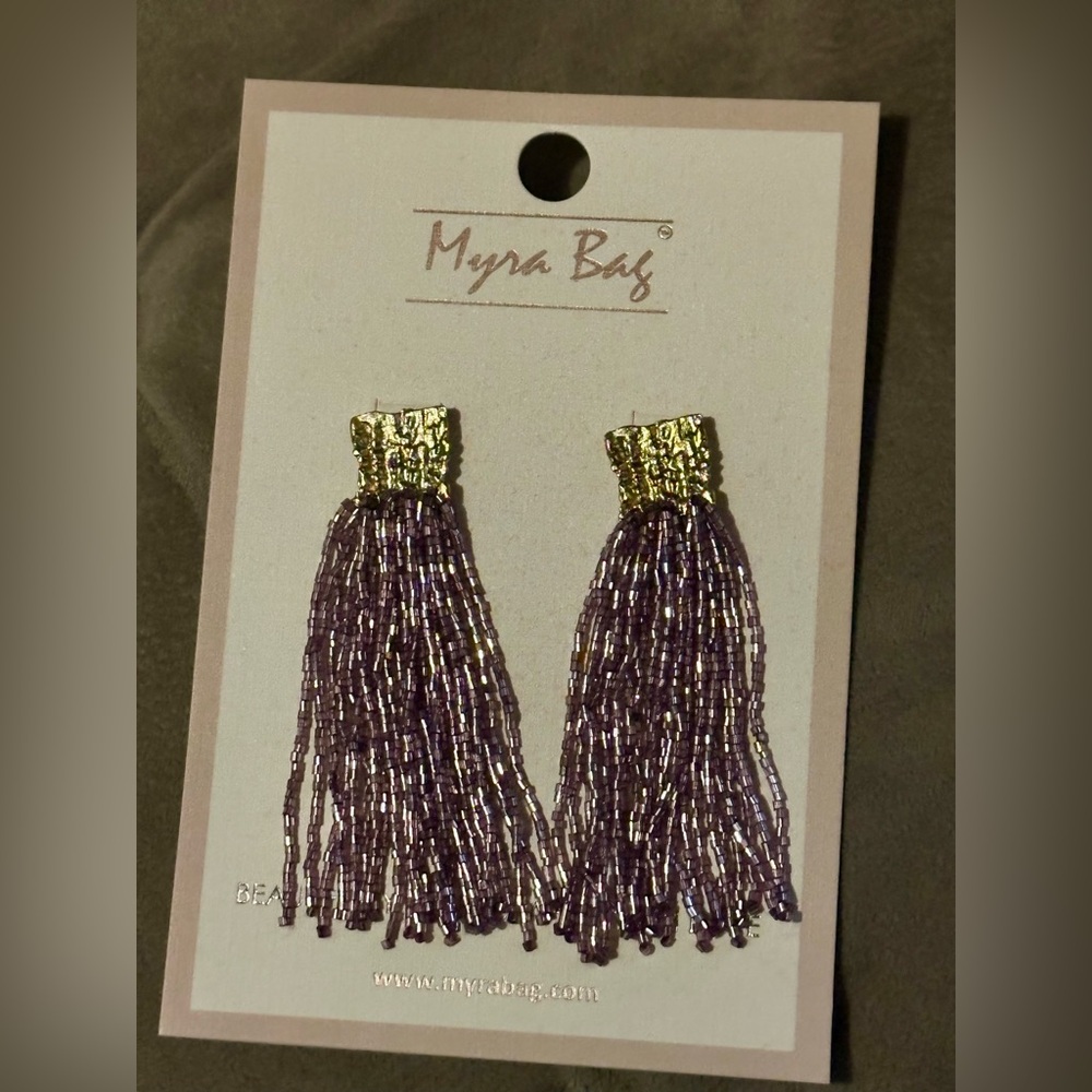 NEW Myra Purple & Gold Beaded Earrings